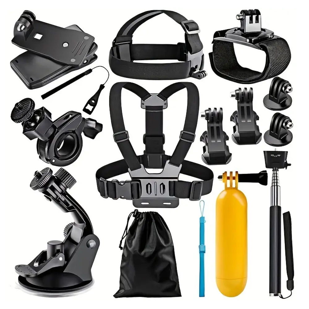 Kit dodataka za sportsku kameru Techsuit SA15 za GoPro / SJCAM serije, 15 u 1, crni