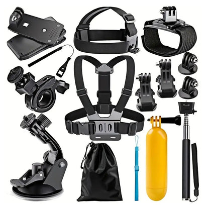Kit dodataka za sportsku kameru Techsuit SA15 za GoPro / SJCAM serije, 15 u 1, crni