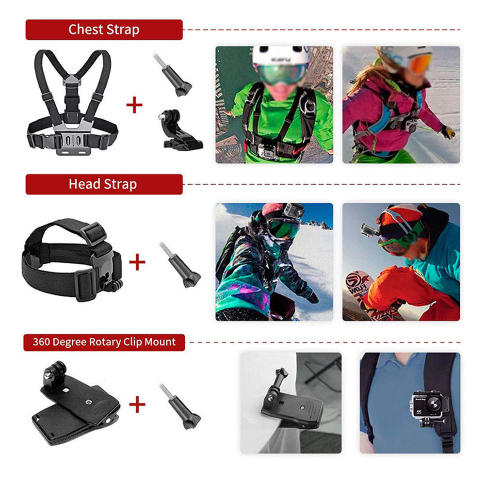 Kit dodataka za sportsku kameru Techsuit SA15 za GoPro / SJCAM serije, 15 u 1, crni