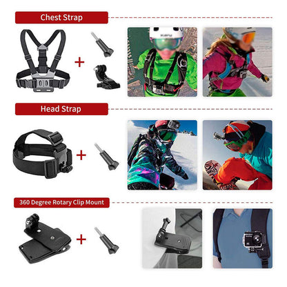 Kit dodataka za sportsku kameru Techsuit SA15 za GoPro / SJCAM serije, 15 u 1, crni