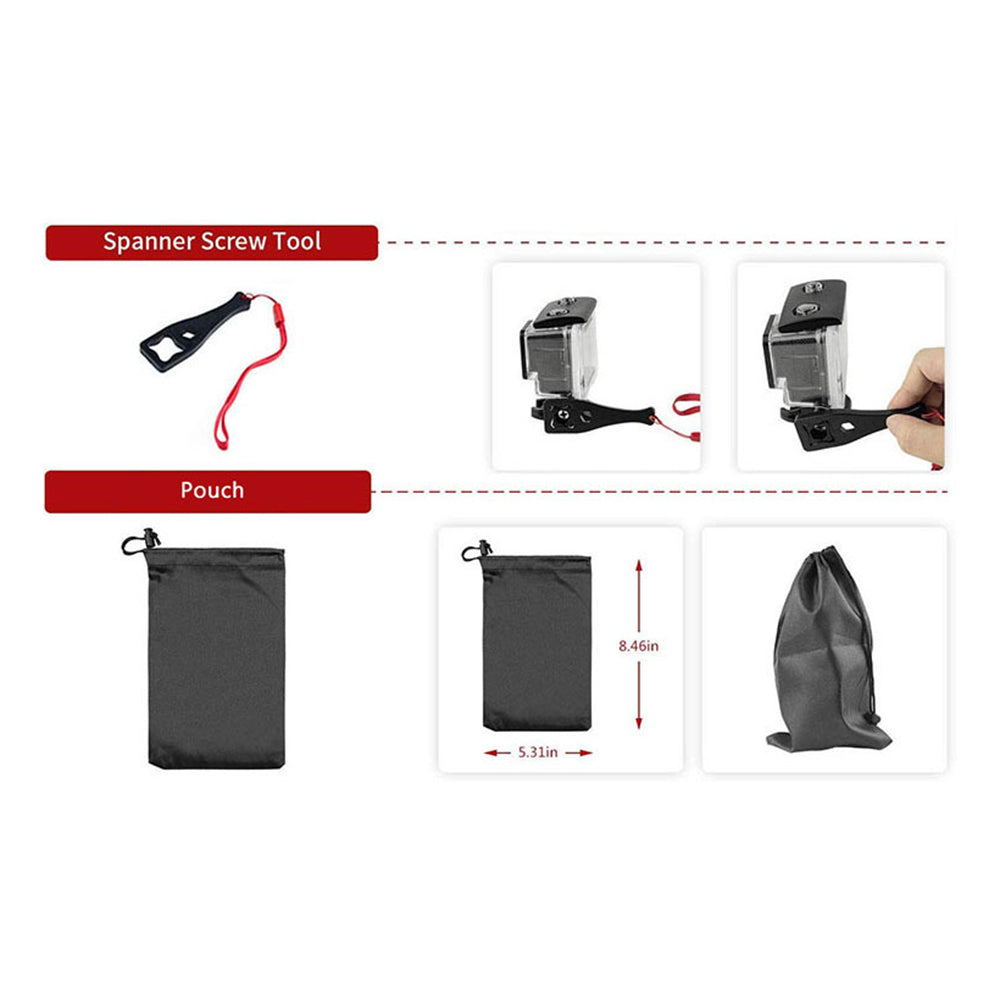 Kit dodataka za sportsku kameru Techsuit SA15 za GoPro / SJCAM serije, 15 u 1, crni