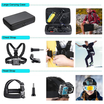 Kit dodatne opreme za sportsku kameru Techsuit SA50 za GoPro / SJCAM seriju, 50u1, Crna