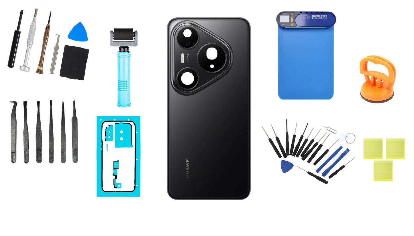 Kit poklopca baterije Huawei Pura 80 Pro Glazed Black Service Pack i posvećeni servisni alati
