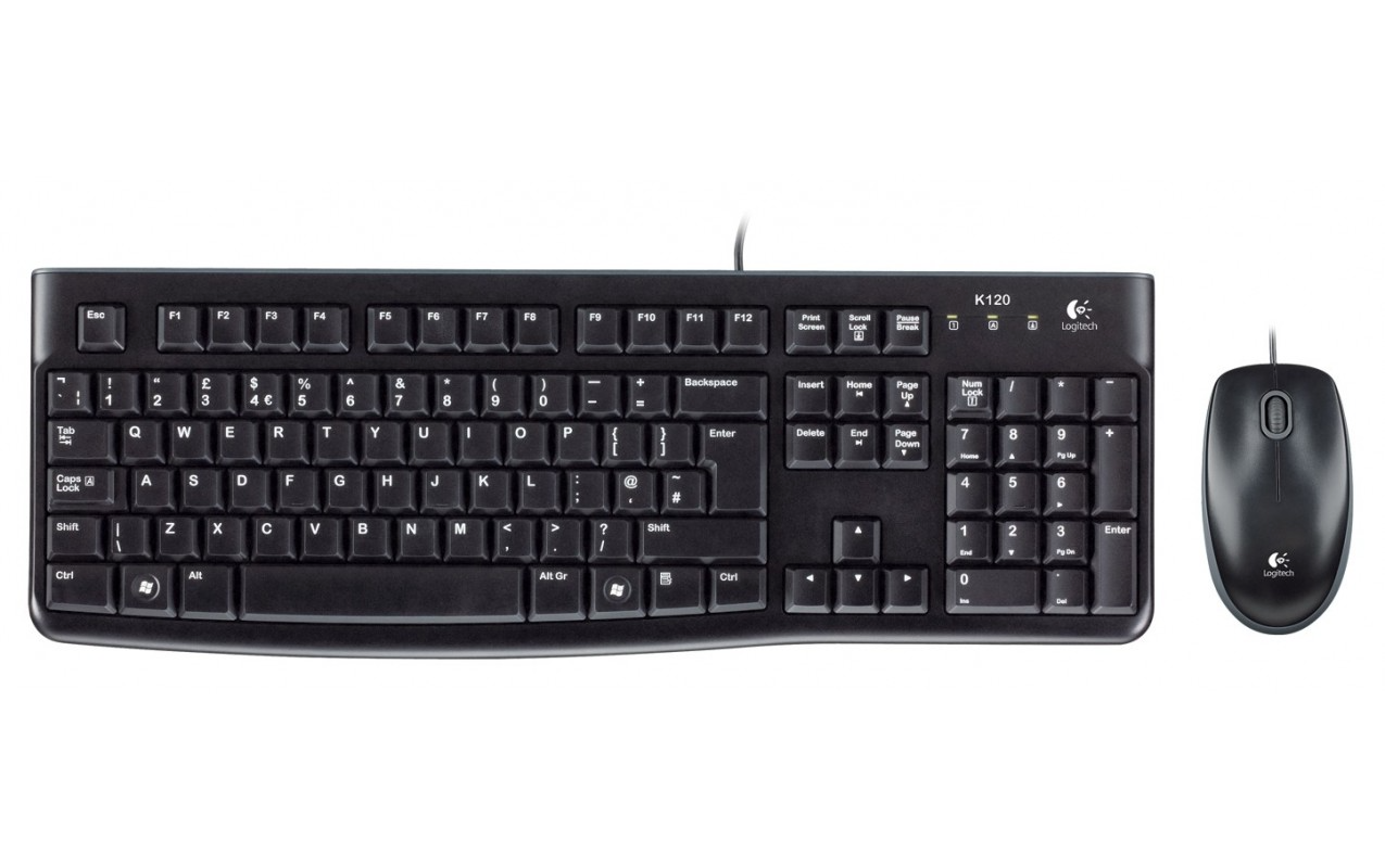 Komplet tipkovnice i miša s USB žičanom vezom Logitech MK120, crni