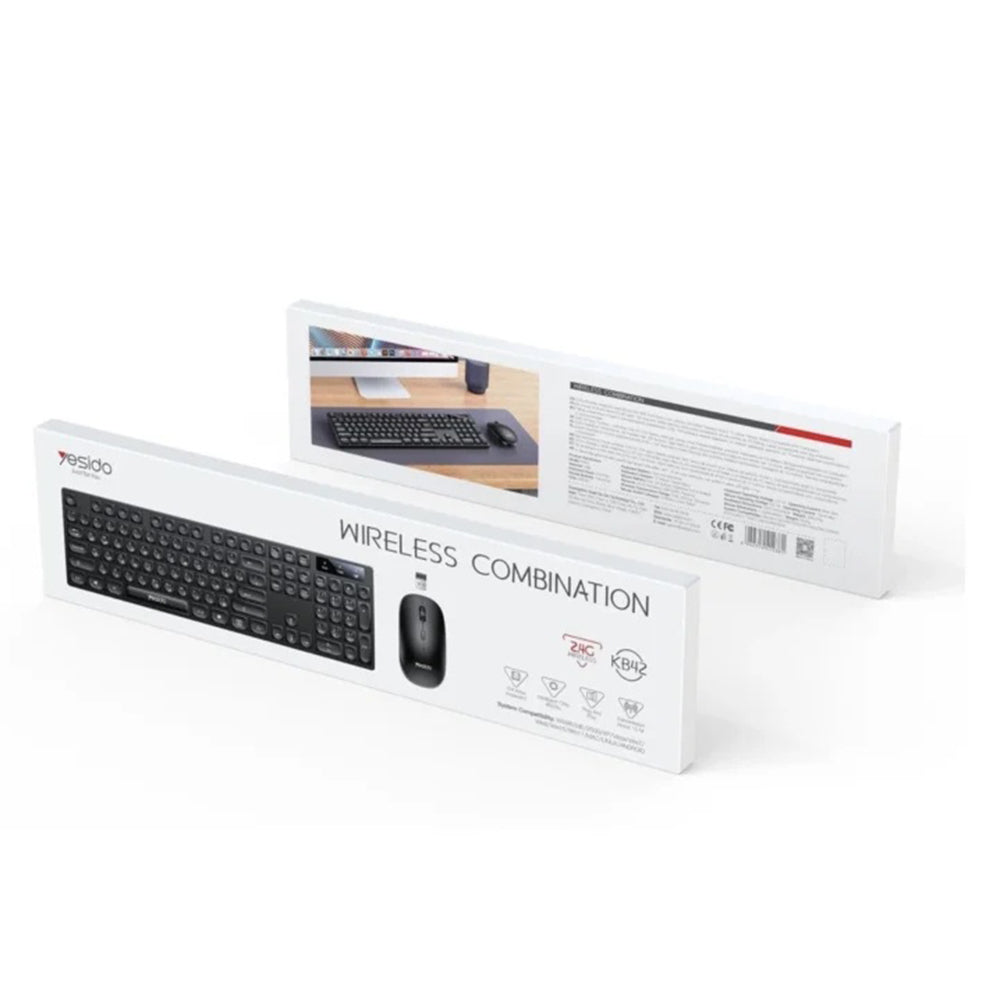 Kit Tipkovnica i Miš Wireless Yesido KB42, Crna