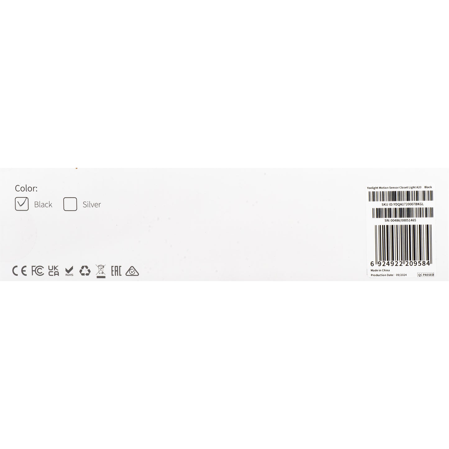 Dulap Yeelight A20 Led Lamp, 1.2W, 2700K, Sensor, 20cm, Black YLCG002 