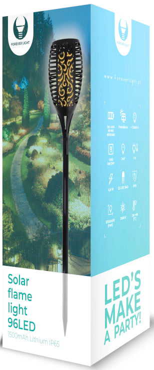 Solarna lampa Forever, 96Led, 2800K, IP65, Crna