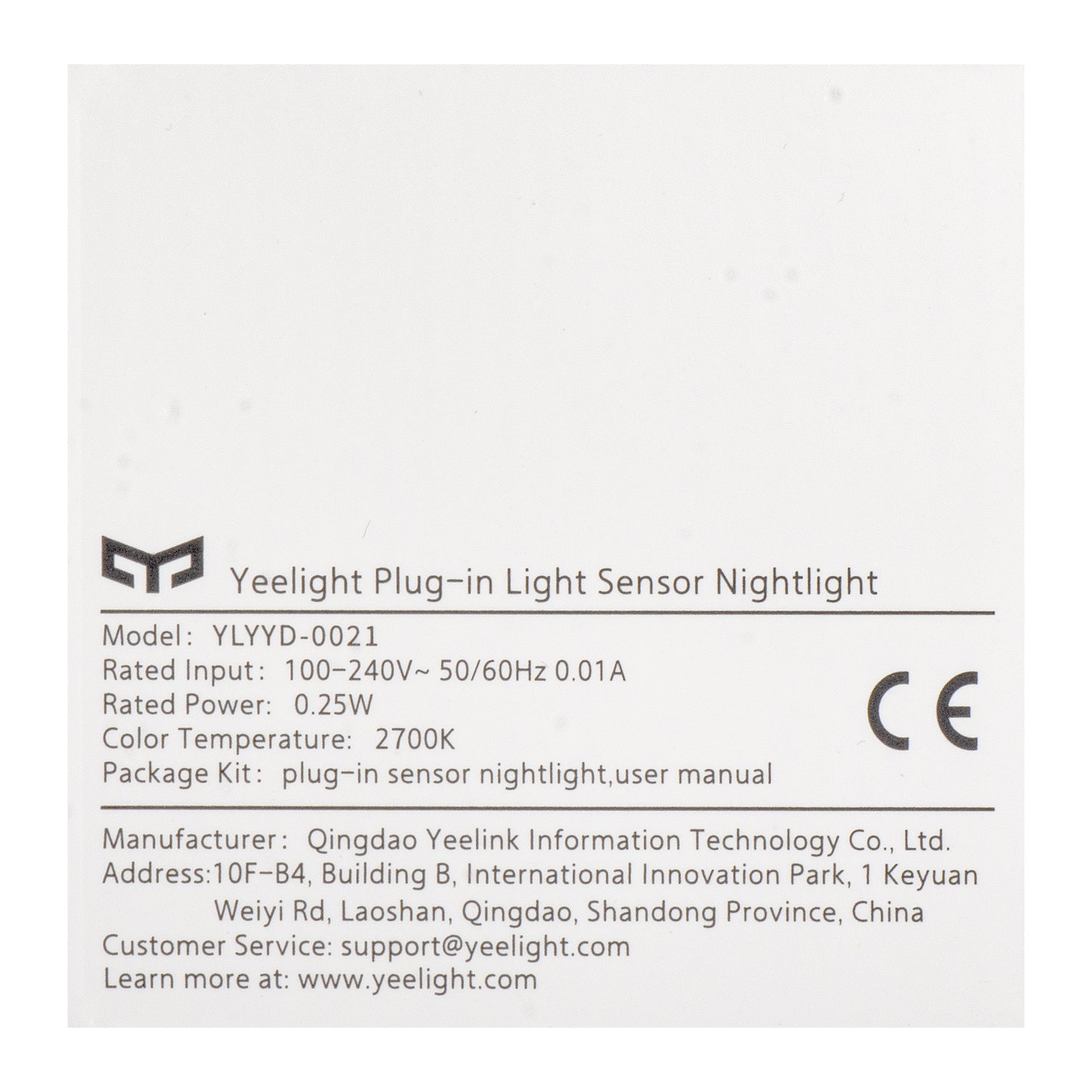 Led lampa za noćno svjetlo Yeelight Plug-in Nightlight, 0.25W, 2700K, senzor, bijela YLYYD-0021