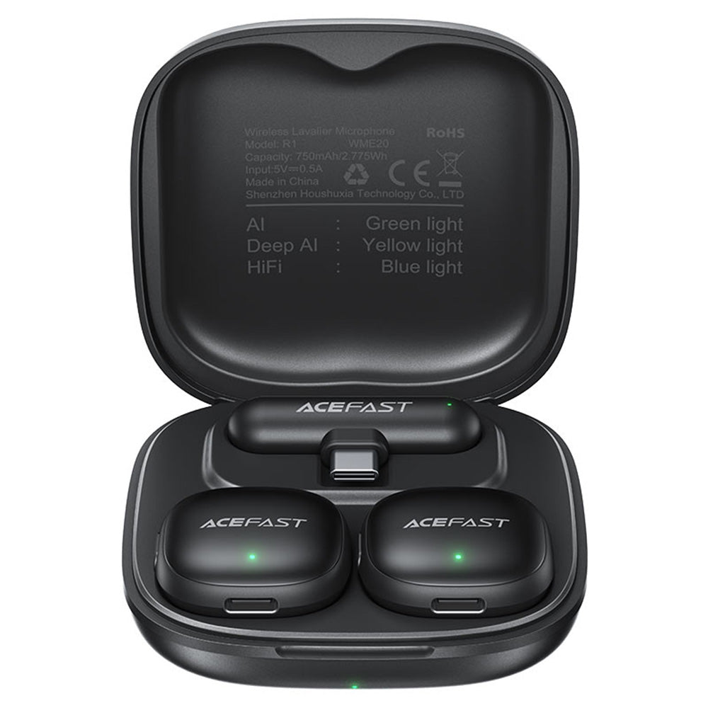 Lavaliera Acefast R1, USB-C, Set 2 komada, Crna