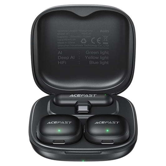 Lavaliera Acefast R1, USB-C, Set 2 komada, Crna