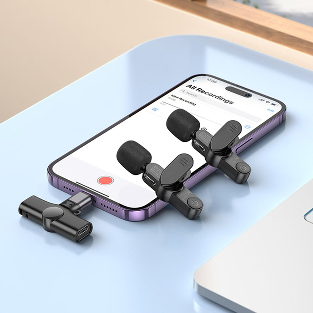 Lavalier mikrofon Borofone BFK12 Trophy, USB-C / Lightning, Set 2 komada, Crna