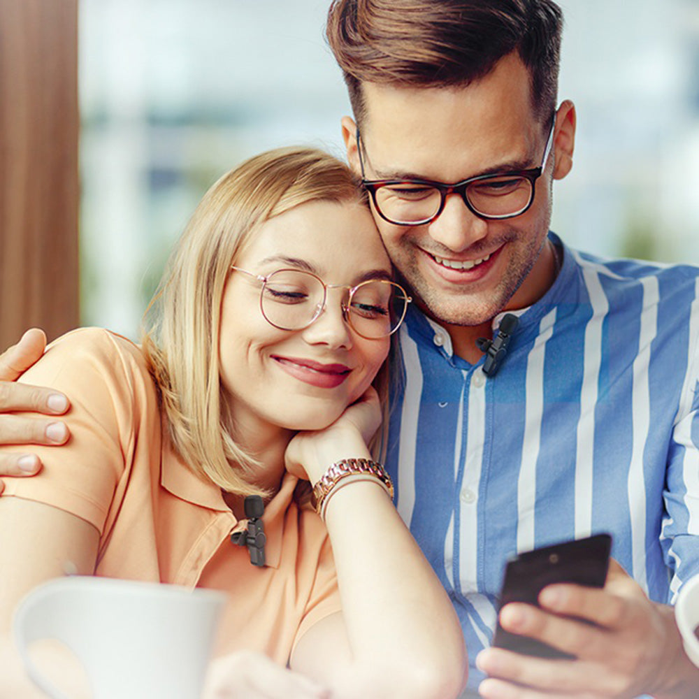 Lavalier mikrofon Borofone BFK12 Trophy, USB-C / Lightning, Set 2 komada, Crna