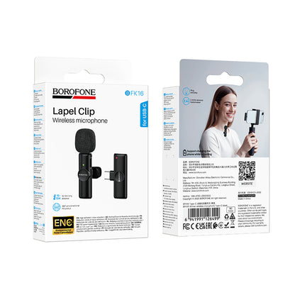 Lavalier Borofone BFK16 Winner, USB-C, Crna