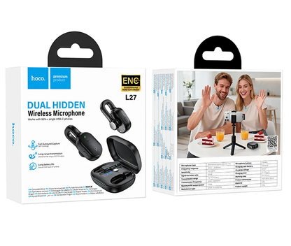 Lavalier HOCO L27, USB-C, Set 2 komada, Crna