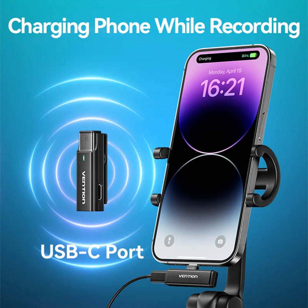 Lavaliera Vention Clip-On, USB-C, Set 2 komada, Crna