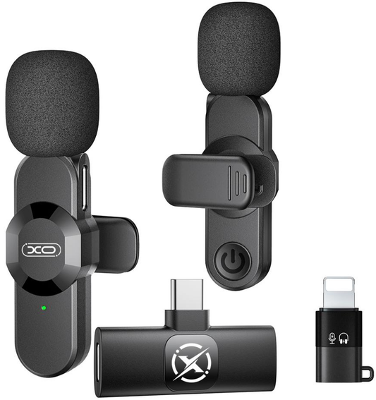 Lavalier XO Design MC14 Dual, USB-C / Lightning, Set 2 komada, Crna