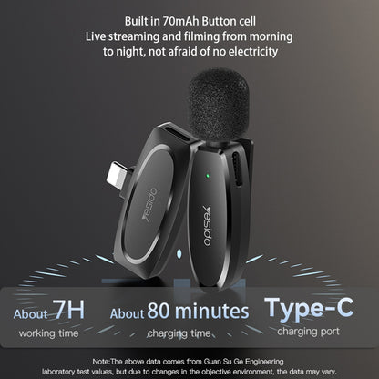 Lavaliera Yesido KR15, USB-C / Lightning, Set 2 komada, Crna