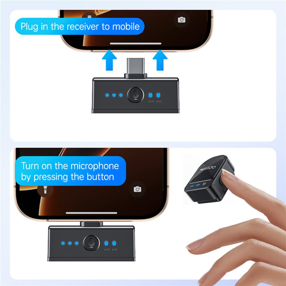 Lavaliera Yesido KR19, USB-C / Lightning, Set 2 komada, Crna