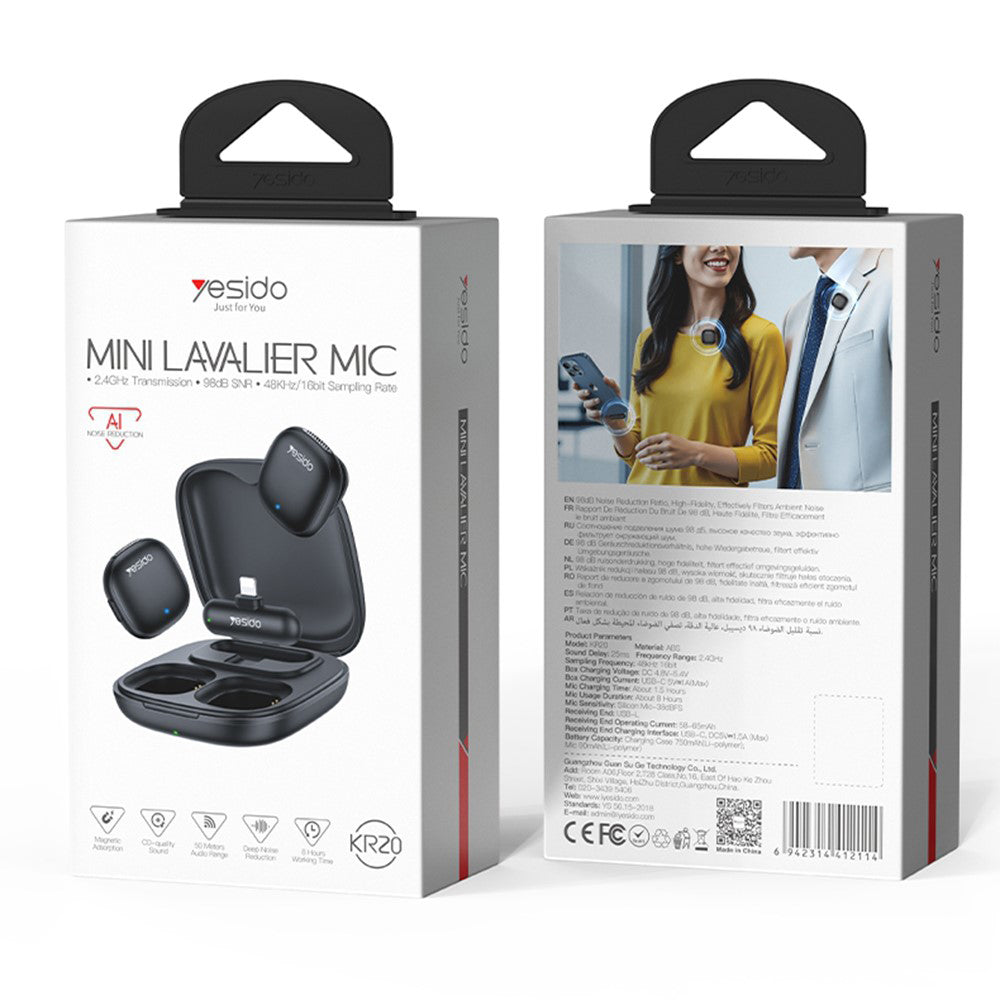 Lavaliera Yesido KR20, Lightning, Set 2 komada, Crna