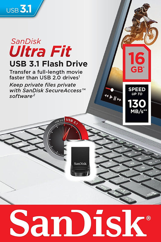 Vanjska memorija USB-A 3.1 SanDisk Ultra Fit, 16Gb SDCZ430-016G-G46