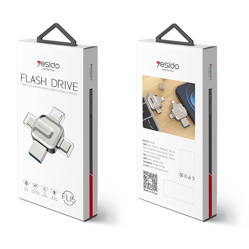 Vanjska memorija USB-A 3.0 / Lightning / USB-C / microUSB Yesido FL15, 16Gb