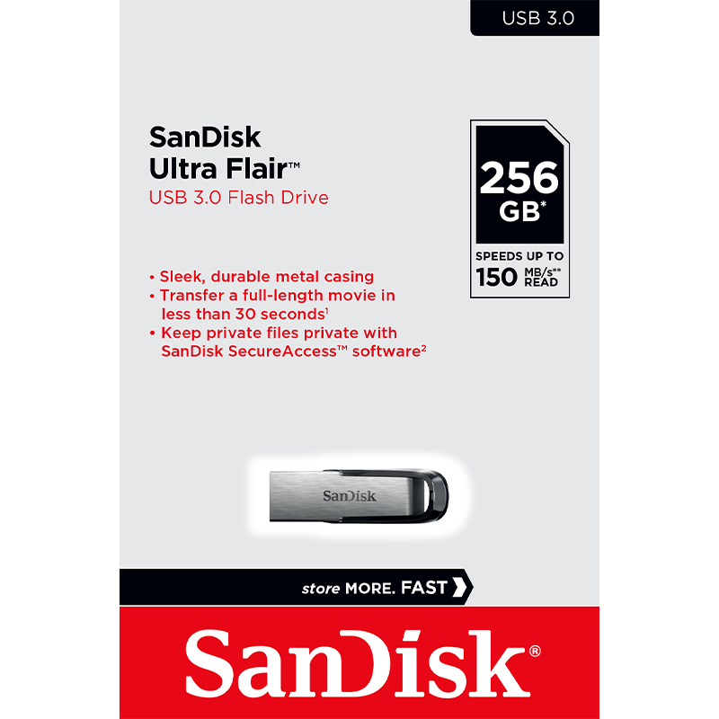 Vanjska memorija USB-A 3.0 SanDisk Ultra Flair, 256Gb SDCZ73-256G-G46
