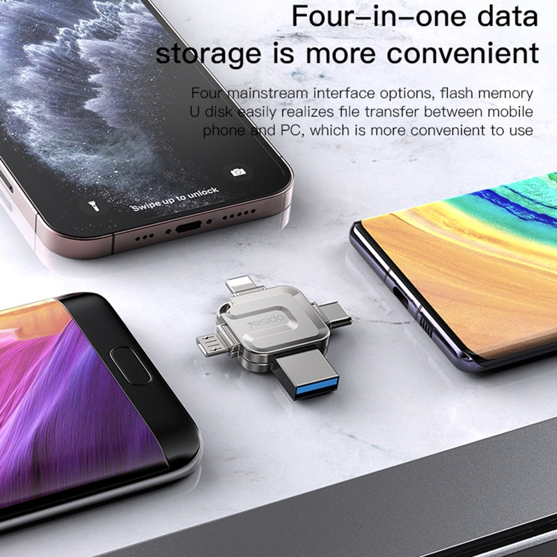 Vanjska memorija USB-A 3.0 / Lightning / USB-C / microUSB Yesido FL15, 16Gb