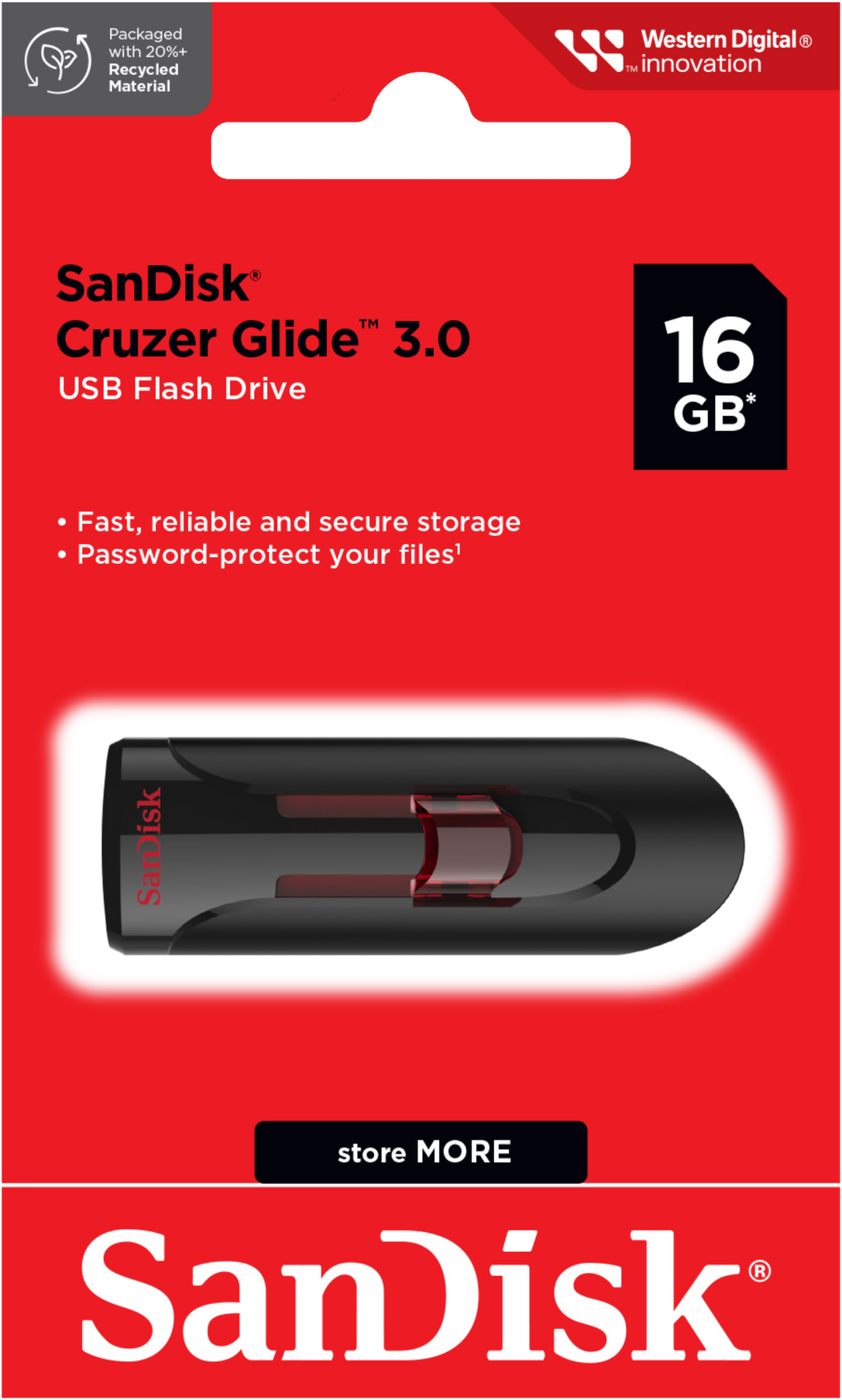 Vanjska memorija USB-A 3.0 SanDisk Cruzer Glide, 16Gb SDCZ600-016G-G35