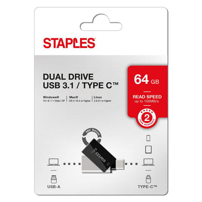 Vanjska memorija USB-A 3.1 / USB-C Staples K23, 64Gb EKMMD64GK233CST