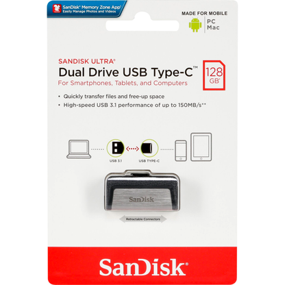 Vanjska memorija USB-A 3.1 / USB-C SanDisk Ultra Dual, 128Gb SDDDC2-128G-G46