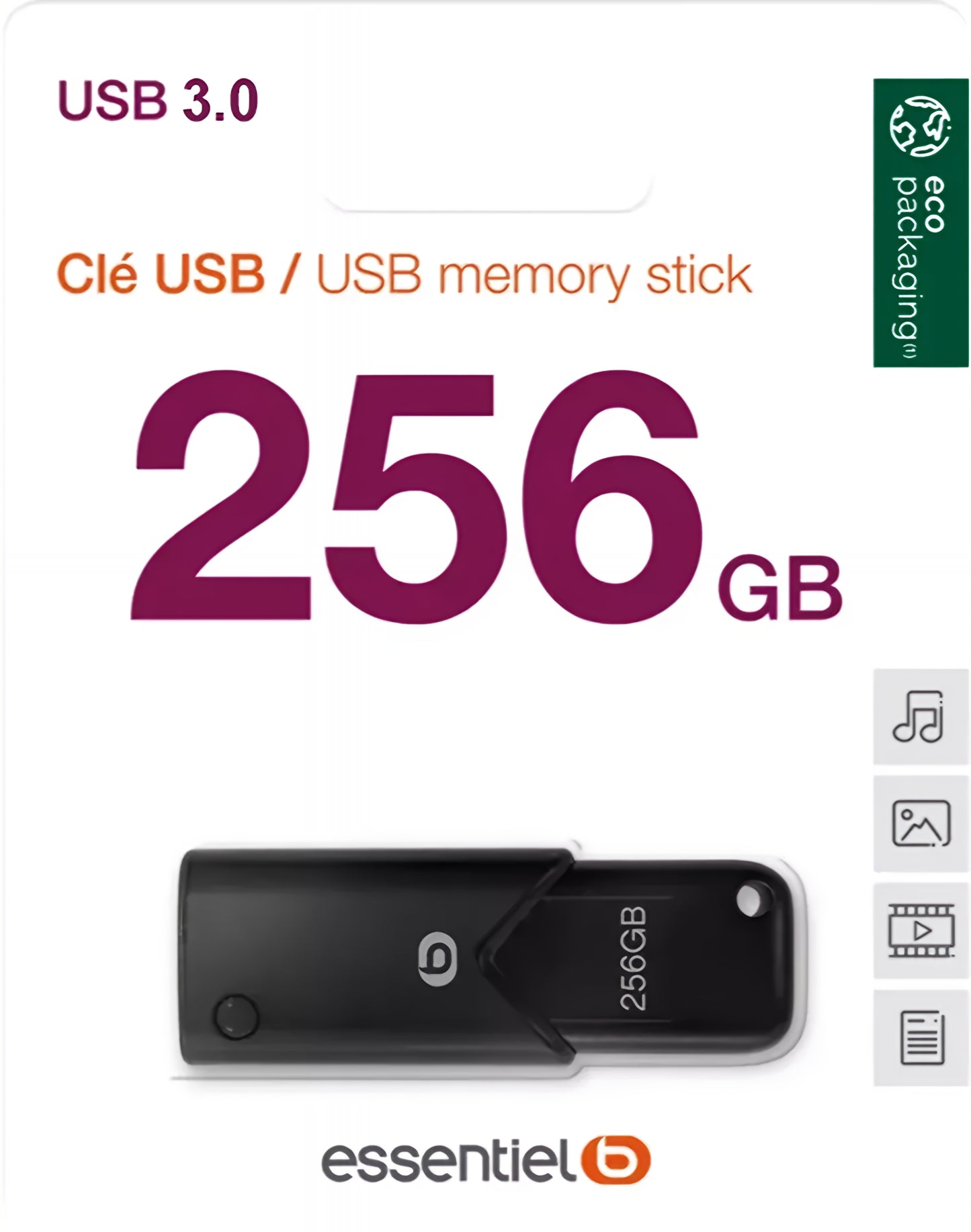 Vanjska memorija USB-A 3.2 Essentiel-B B120, 256Gb EKMMD256123EB