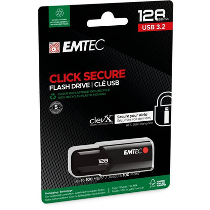 Vanjska memorija USB-A 3.2 Emtec B120 Click Secure, 128Gb ECMMD128GB123
