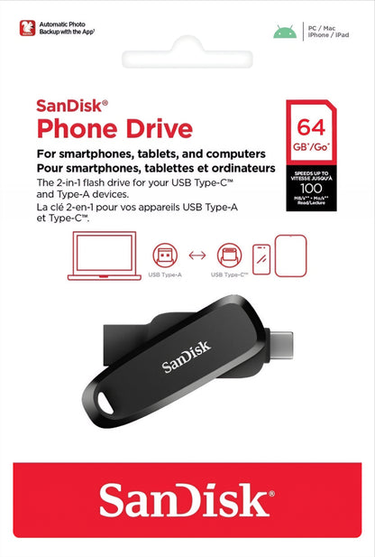 Vanjska memorija USB-A 3.2 / USB-C SanDisk Phone Drive, 64Gb SDDDC6-064G-G46
