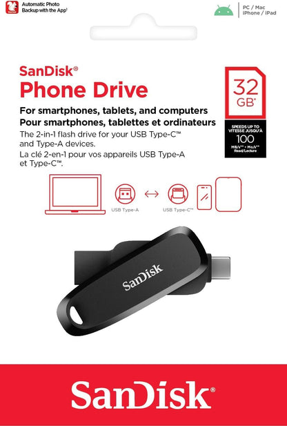 Vanjska memorija USB-A 3.2 / USB-C SanDisk Phone Drive, 32Gb SDDDC6-032G-G46