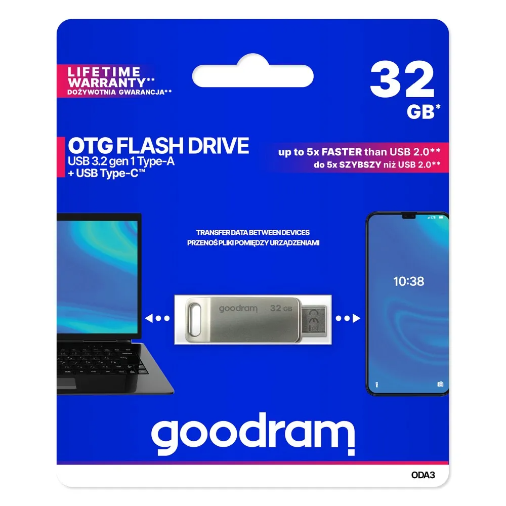 Vanjska memorija USB-A 3.2 / USB-C GoodRam ODA3, 32Gb