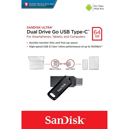 Vanjska memorija USB-A 3.2 / USB-C SanDisk Ultra Dual Go, 64Gb SDDDC3-064G-G46