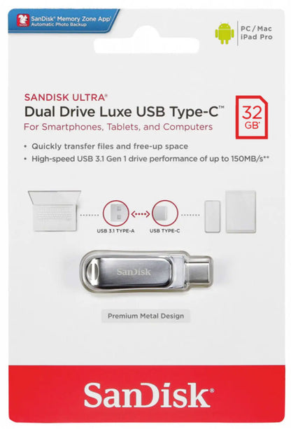 Vanjska memorija USB-A 3.2 / USB-C SanDisk Ultra Luxe Dual Drive, 32Gb SDDDC4-032G-G46