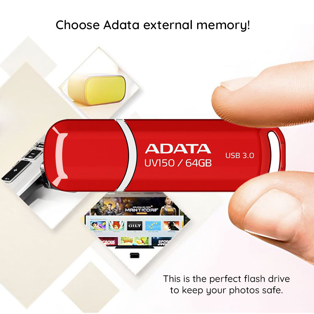Vanjska USB-A 3.2 memorija Adata UV150, 128 GB AUV150-128G-RBK