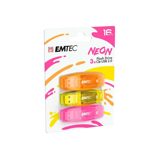Vanjska memorija USB-A Emtec C410 Neon, 16Gb, Set 3 komada ECMMD16GC41