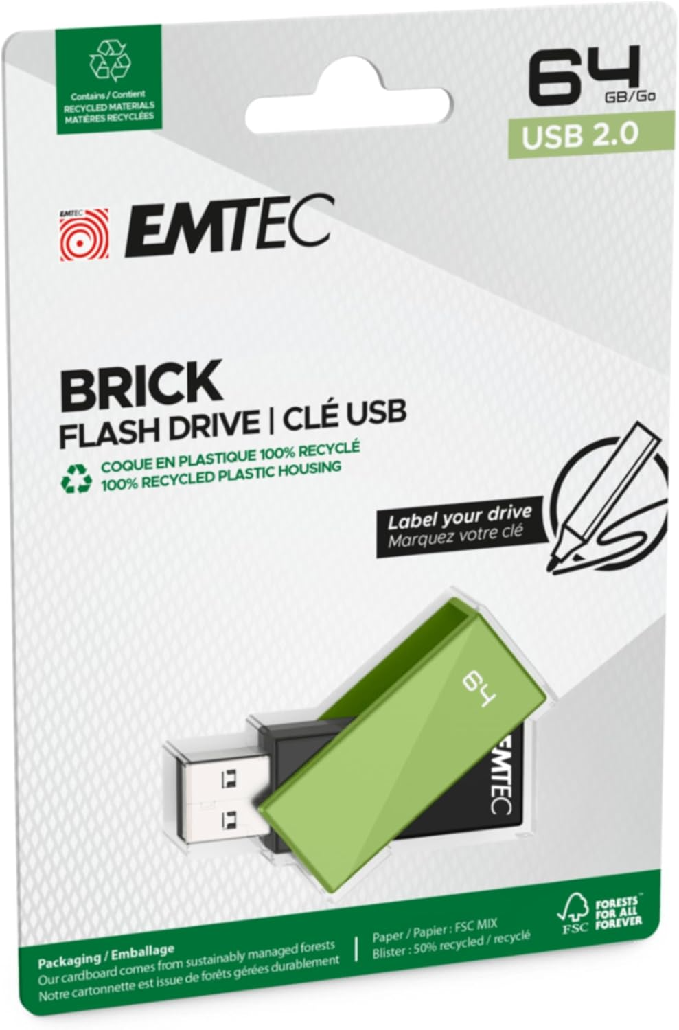Vanjska memorija USB-A Emtec C350 Brick, 64Gb ECMMD64GC352