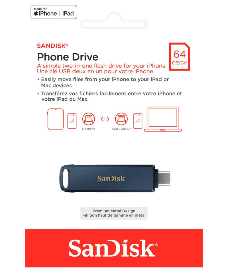 Vanjska memorija USB-C / Lightning SanDisk Phone Drive, 64Gb SDIXD0N-064G-GN6NN