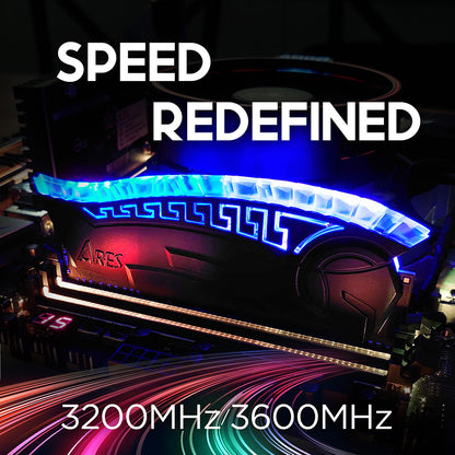 Memorija RAM Dato Ares Armor, DDR4, RGB, 8GB, 3200Mhz, CL16, Crna