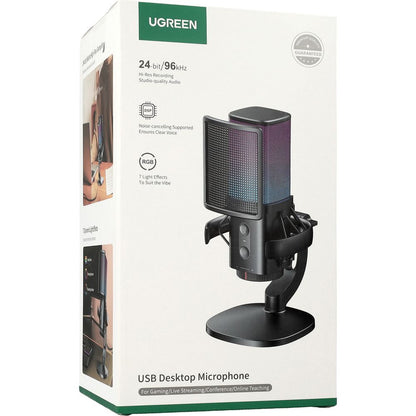 Mikrofon Cardioid UGREEN CM581 (65629), RGB, USB-C, 1.5m, Crni
