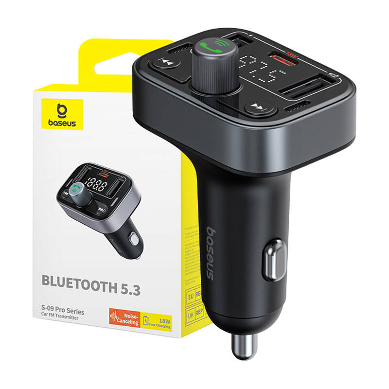 FM Bluetooth modulator Baseus S-09 Pro, 2 x USB-A - 1 x USB-C C10762200113-00