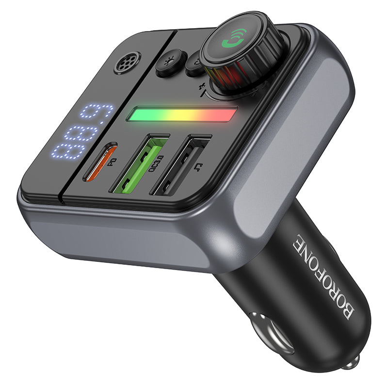 FM Bluetooth modulator Borofone BC50 Ascenso, 2 x USB-A - 1 x USB-C