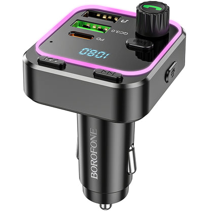 FM Bluetooth modulator Borofone BC53 Highway, 2 x USB-A - 1 x USB-C