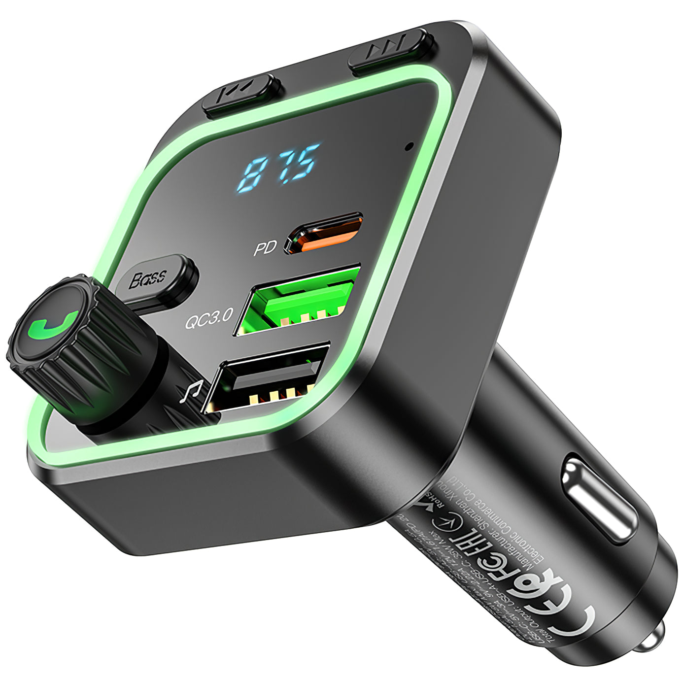 FM Bluetooth modulator Borofone BC53 Highway, 2 x USB-A - 1 x USB-C
