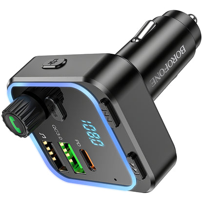 FM Bluetooth modulator Borofone BC53 Highway, 2 x USB-A - 1 x USB-C