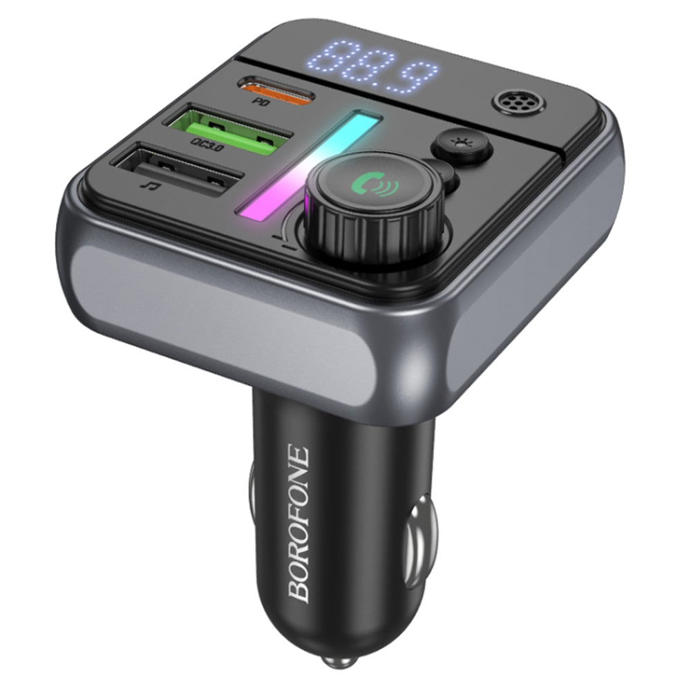 FM Bluetooth modulator Borofone BC50 Ascenso, 2 x USB-A - 1 x USB-C