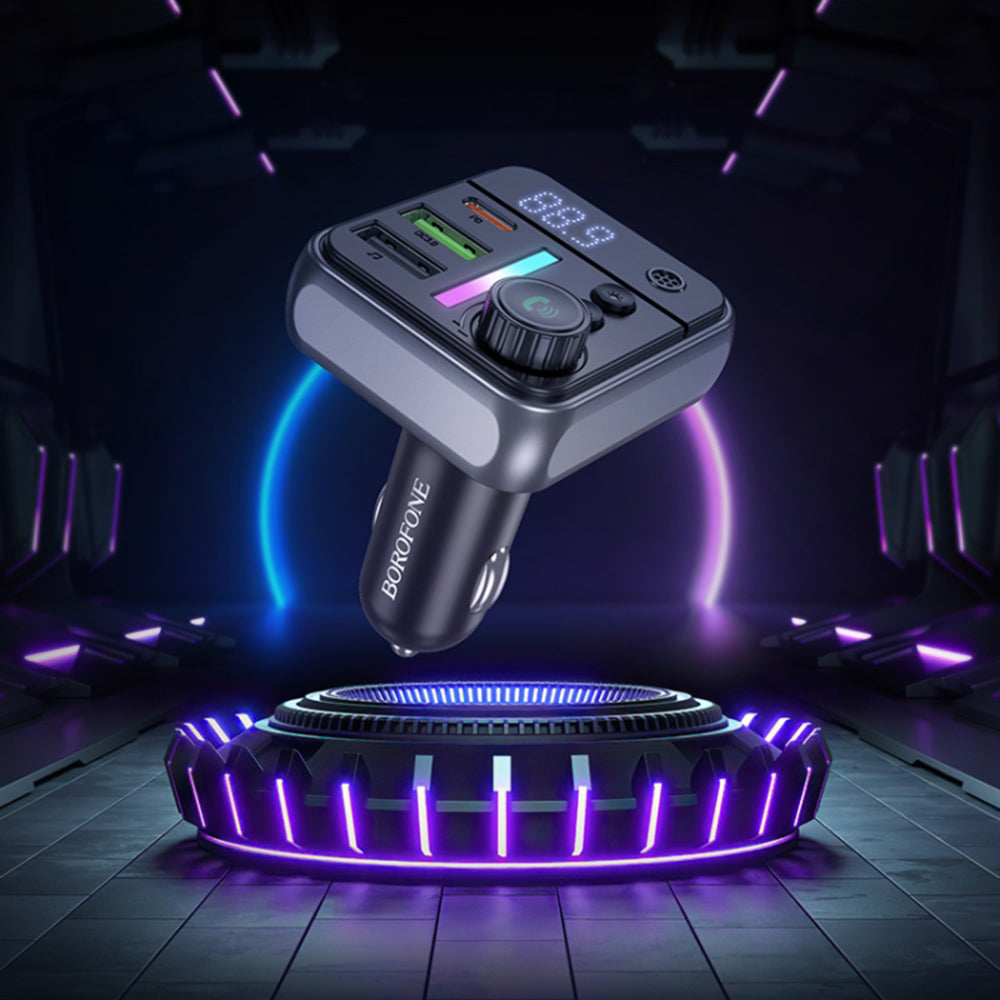 FM Bluetooth modulator Borofone BC50 Ascenso, 2 x USB-A - 1 x USB-C